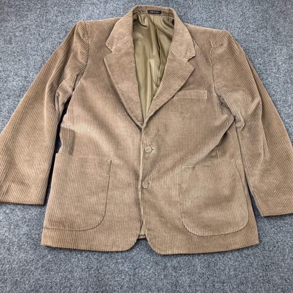 Vintage Members Only Tan Corduroy Blazer Jacket Mens Size 40S Brown Sport Coat